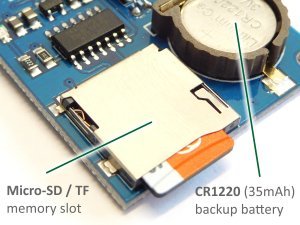 Mini Data Logger DS1307, Micro SD, Backup Battery, I2C, SPI, Arduino