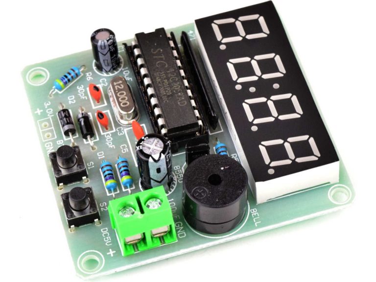 Digital LED Clock Module 4-Digit, Dual Alarm, Counter, Countdown