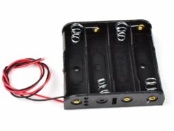 Battery Box Holder for 4x AA 1.5V Batteries, 25cm wires, open ends
