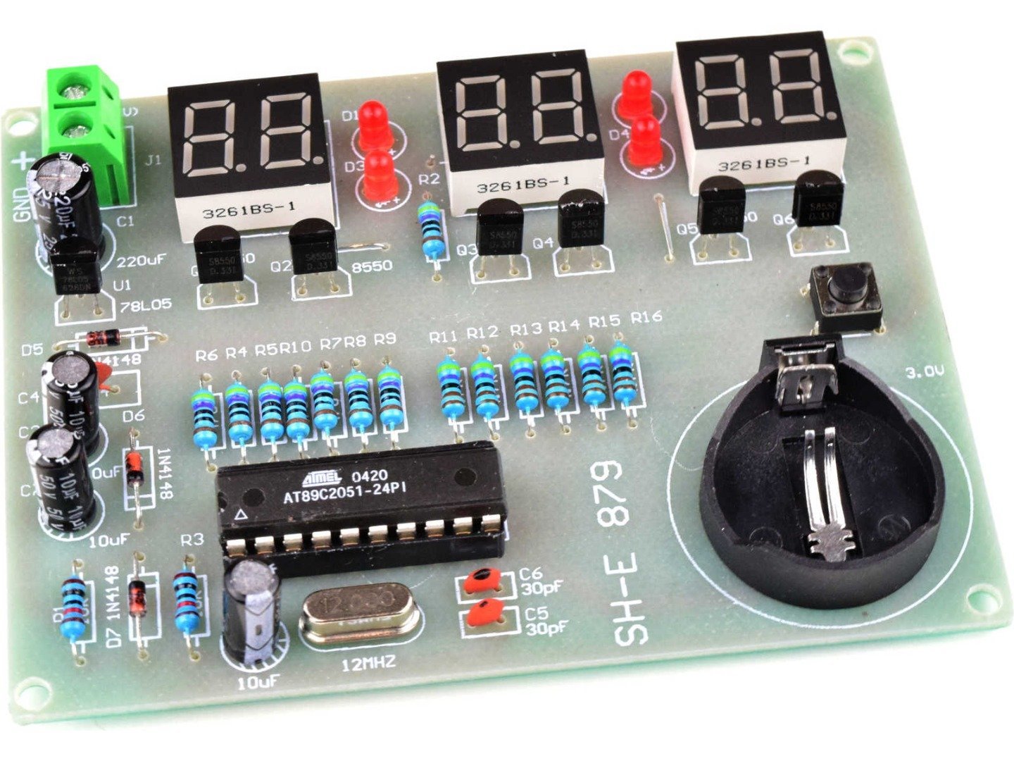 Digital LED Clock 6-Digit, DIY kit based on AT89C2051 7