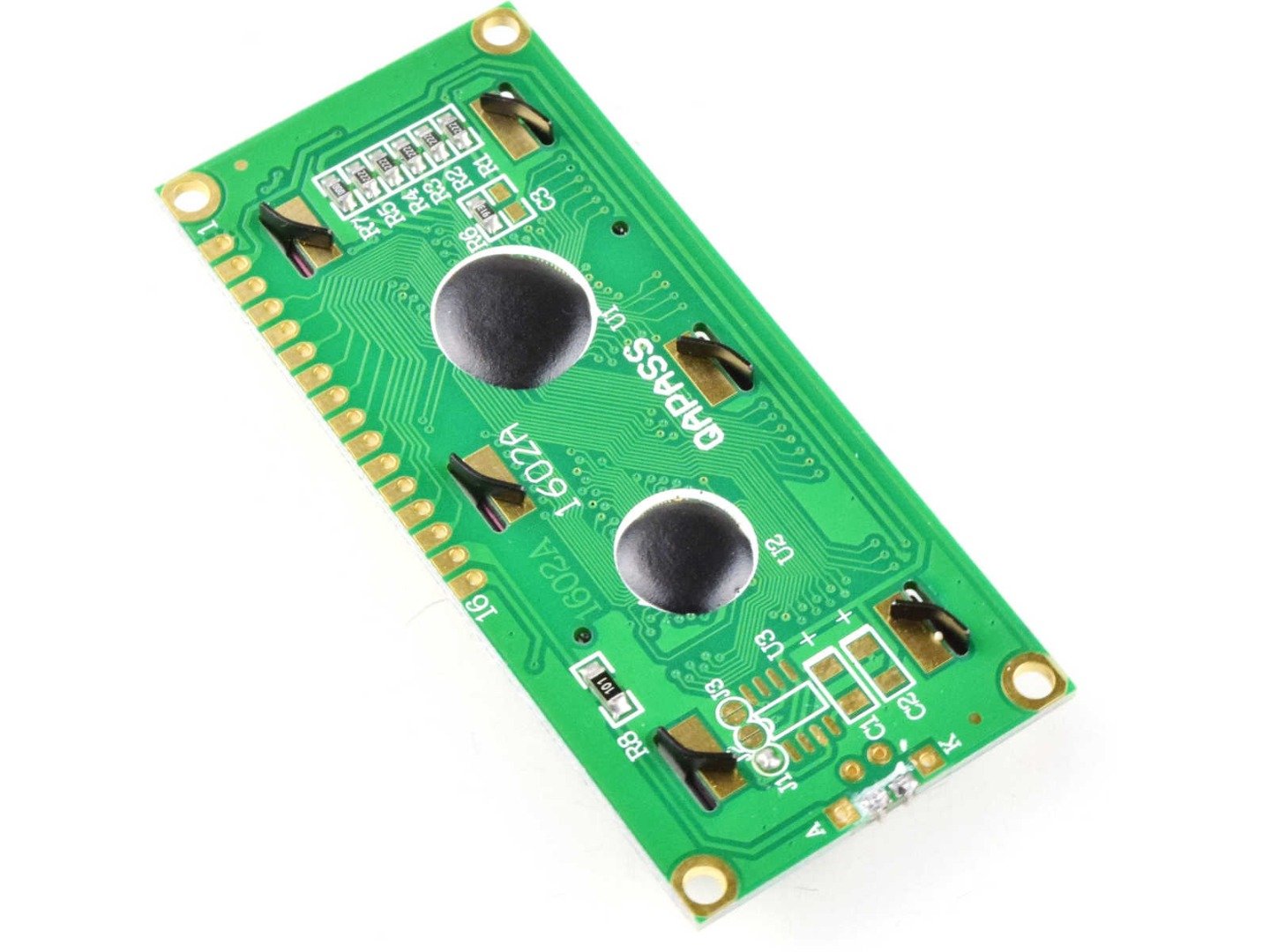 Green-Yellow LCD 1602 2×16 Character, parallel or I2C 8