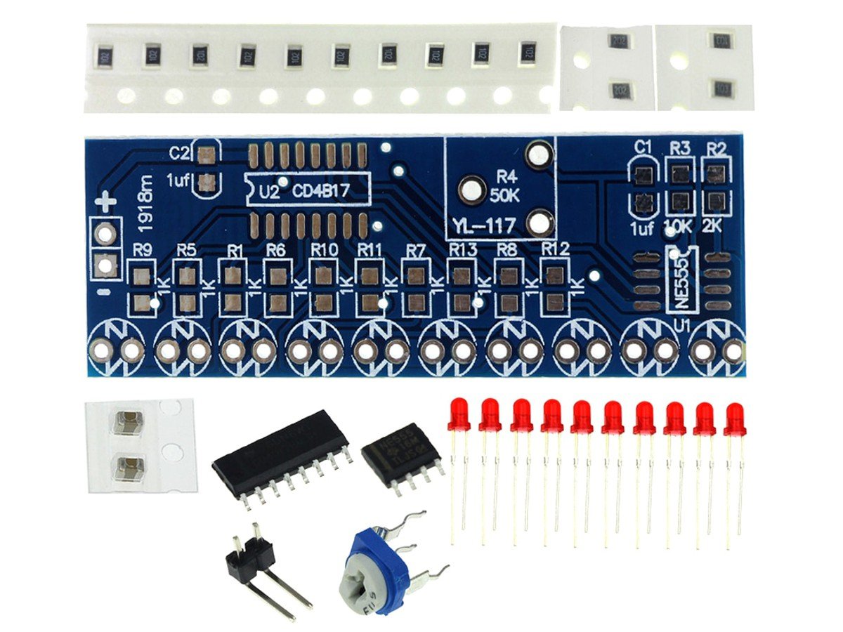 Chaser Light – DIY Solder Learning Kit with NE555 and CD4017 6