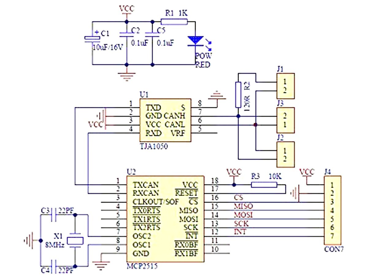 CAN Bus Micro Controller Interface with MCP2515 and TJA1050 10