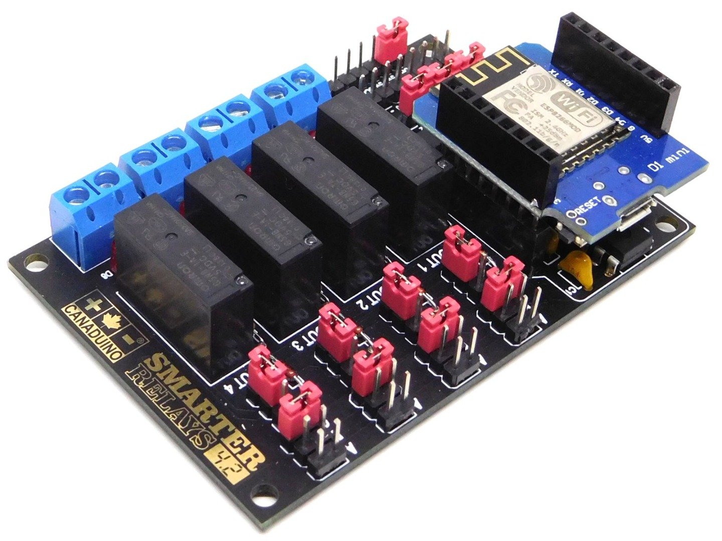 CANADUINO 4-Channel Wi-Fi Relay DIY soldering kit incl. WeMos D1 Mini (100% compatible with Arduino) 4