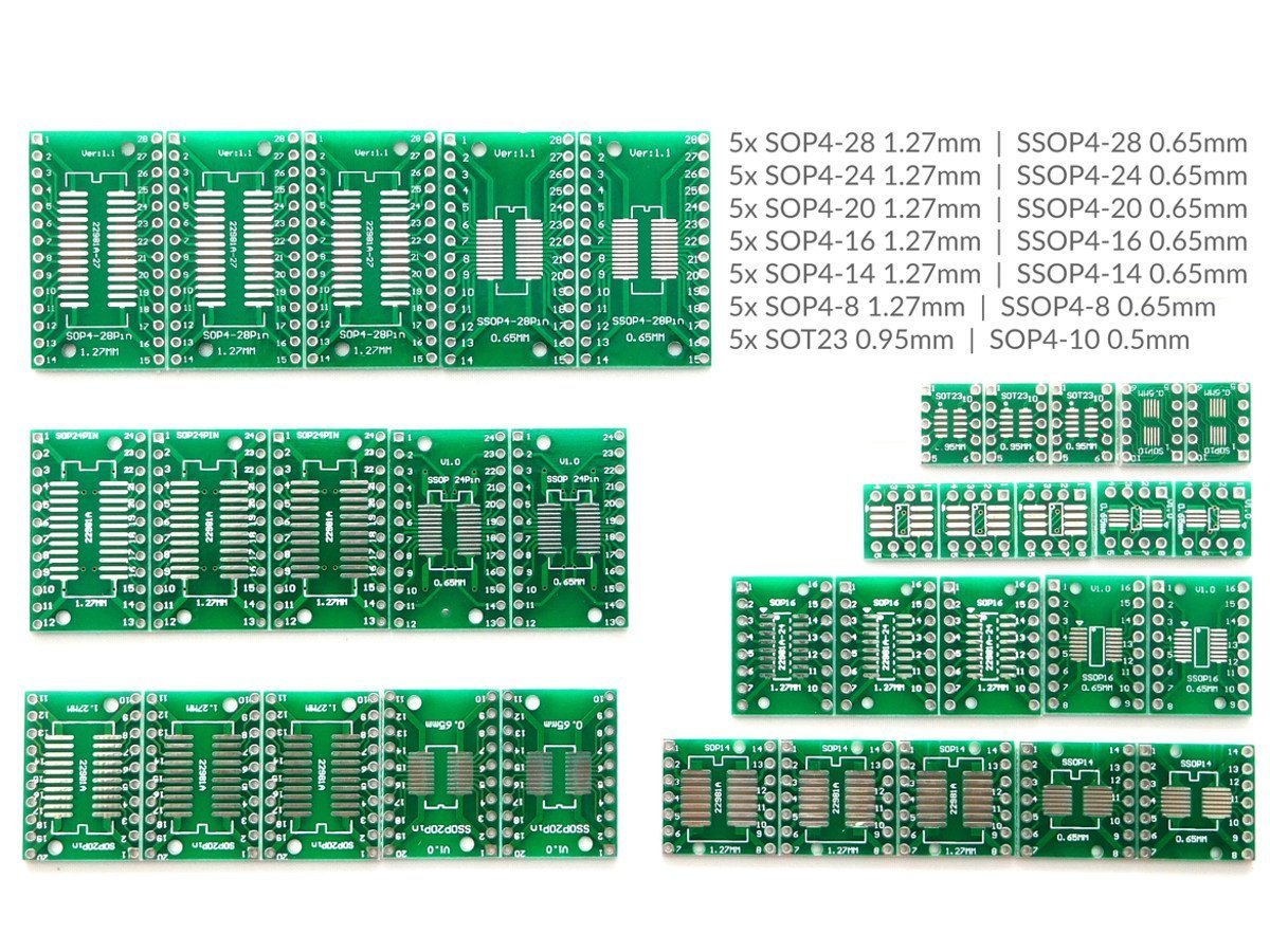 35 pcs SMD to DIP Adapter, SOP, SSOP, SOT-23, 7 different kinds 4