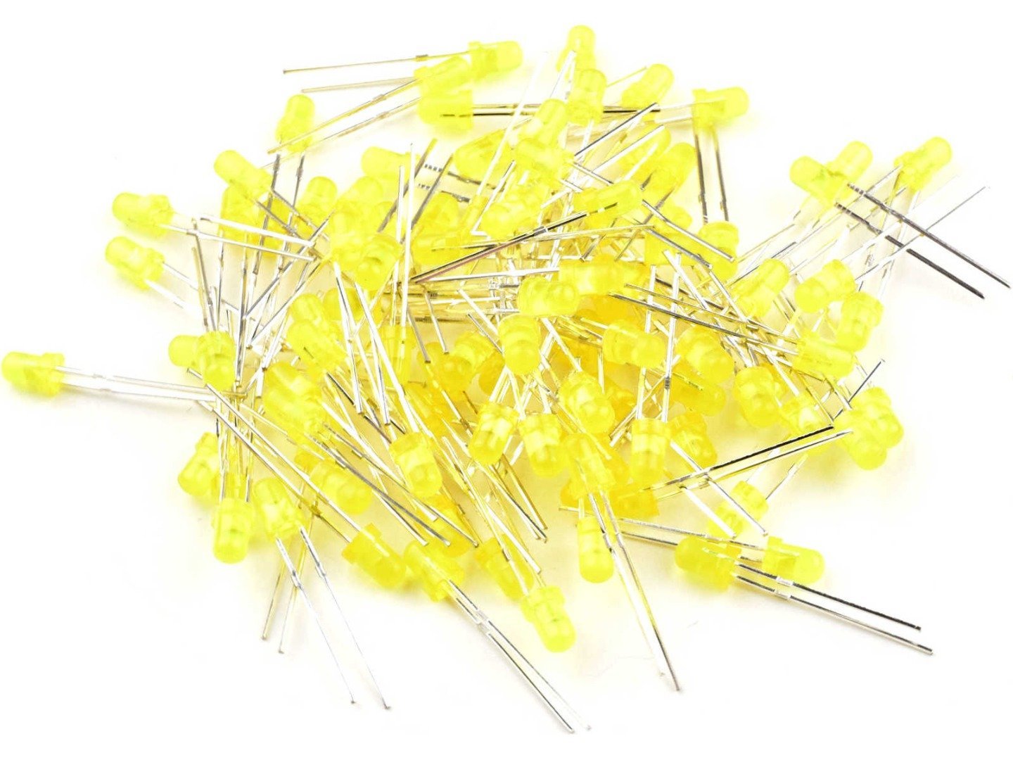 100 x LED Yellow 3mm Round – Tinted – Clear – Standard Package T-1 7