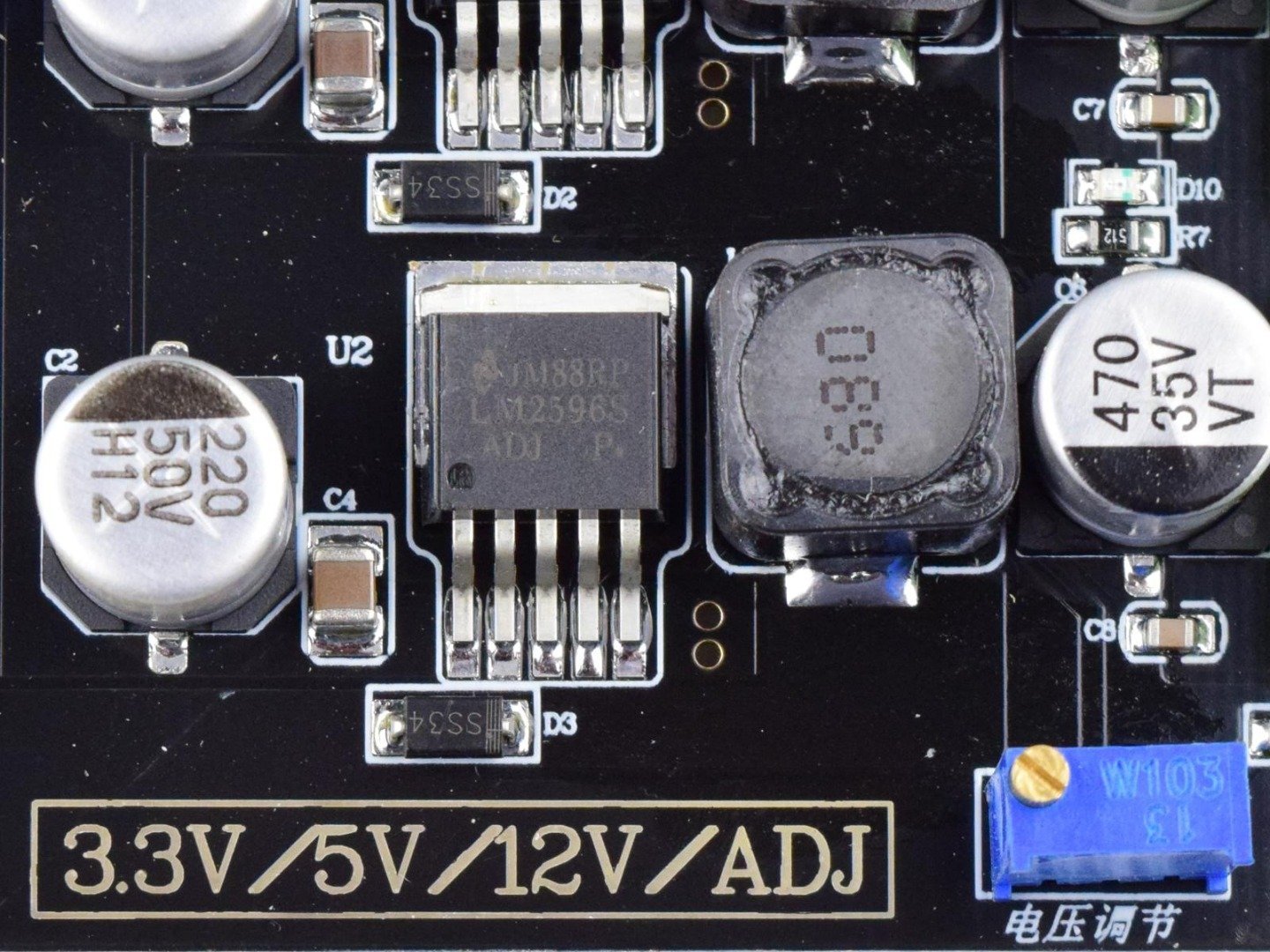 4 Channel Power Supply DC-DC Converter Module with LM2596 3.3V – 5V – 12V – Adjustable 8