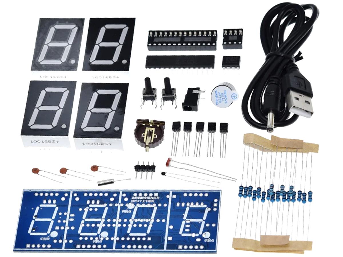 4 Digit 1 Inch Clock DIY Soldering Kit – with Alarm – Temperature – Night Dimming 3