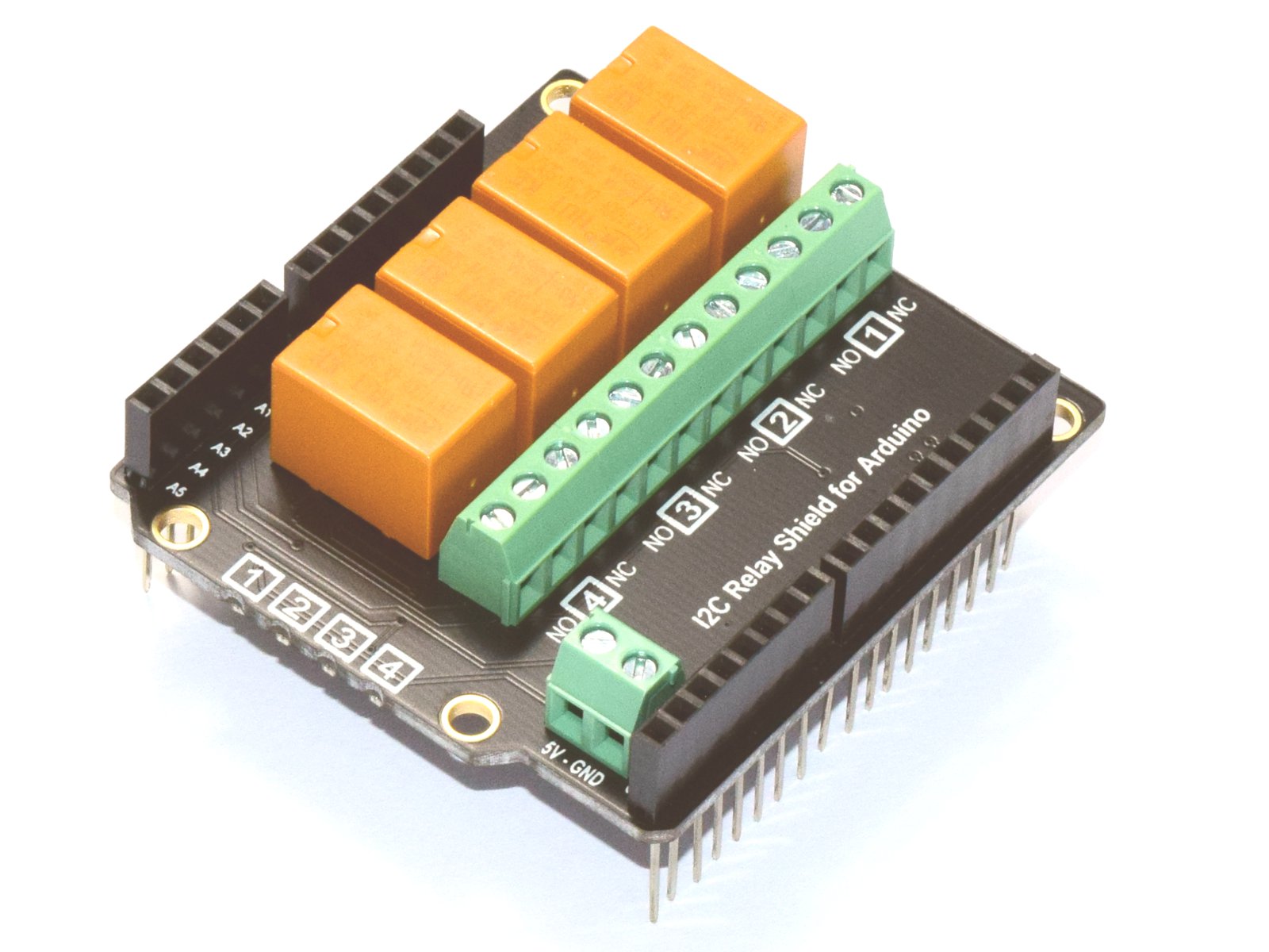 CANADUINO 4-Channel Stackable I2C Relay Shield for Arduino – Assembled 3