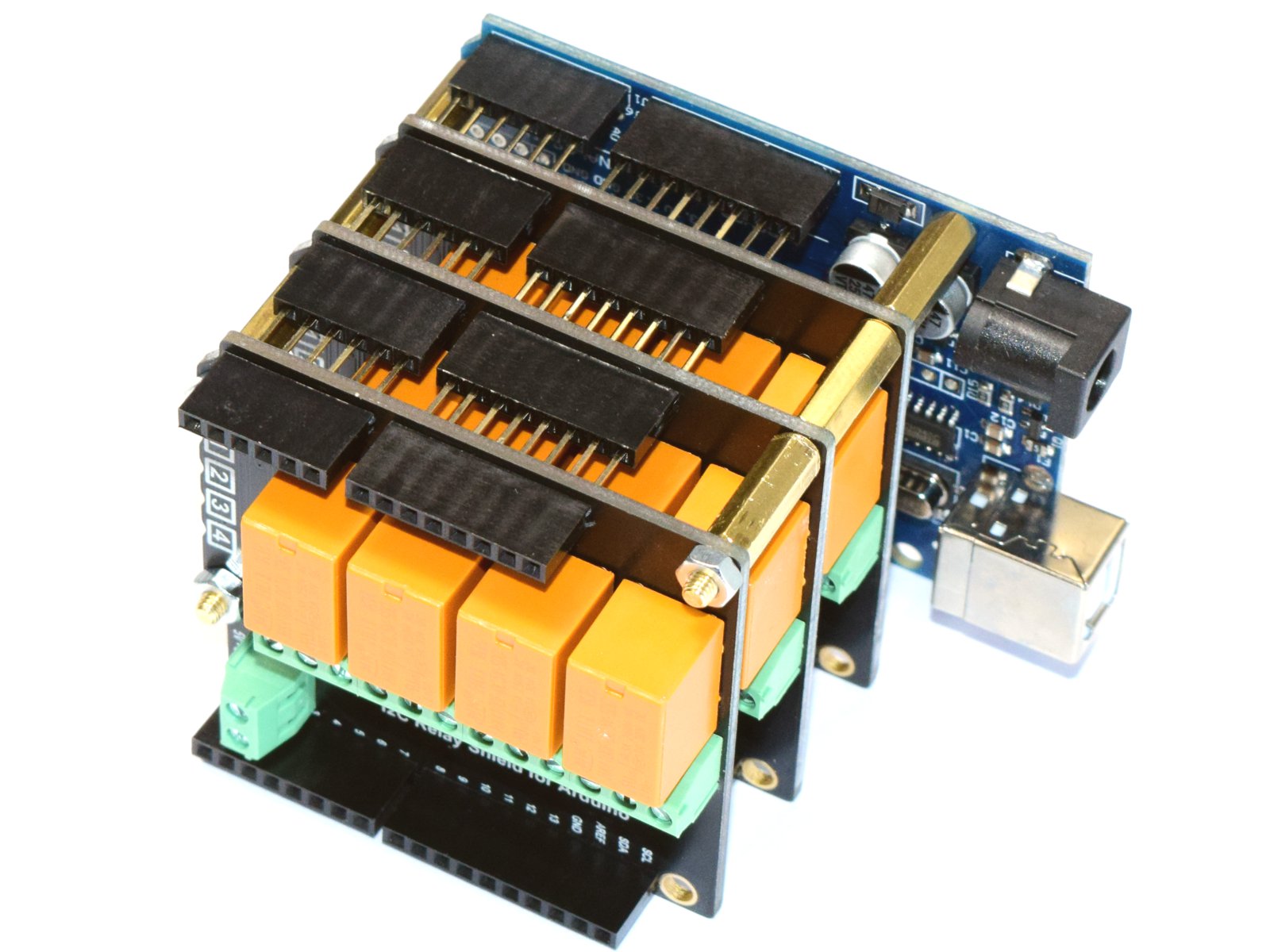CANADUINO 4-Channel Stackable I2C Relay Shield for Arduino – Assembled 6