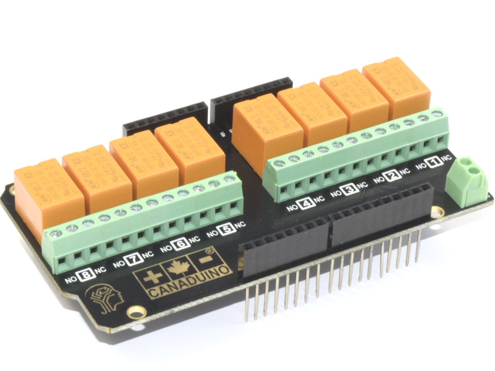 CANADUINO 8-Channel Stackable I2C Relay Shield for Arduino – Assembled 3