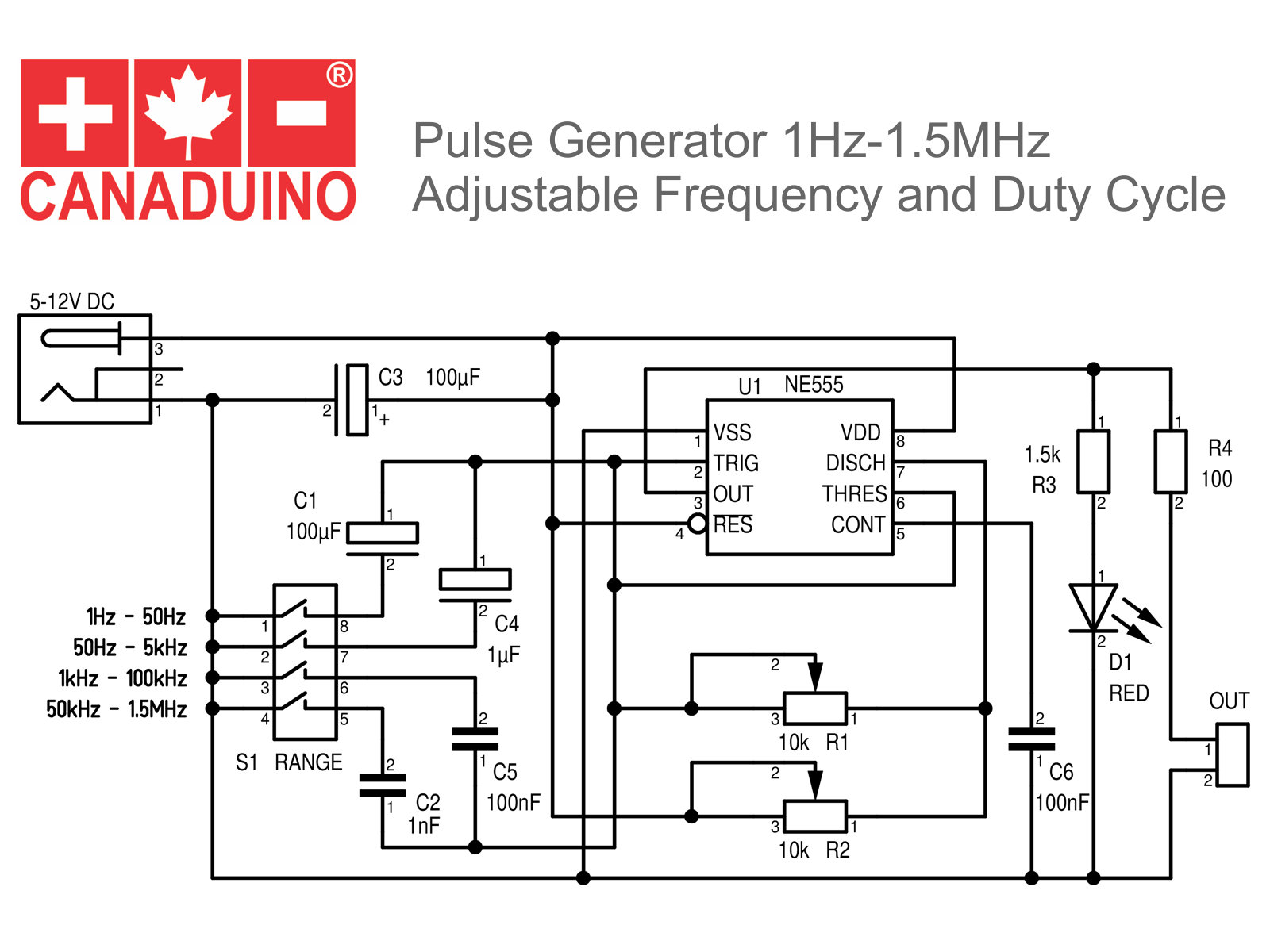 26857 pulse generator 1hz to 1.5mhz adjustable pulse width 3